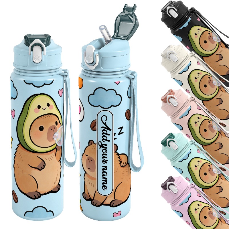 Reusable Straw - 750ml Herbruikbare sportwaterfles met lekvrije dop,