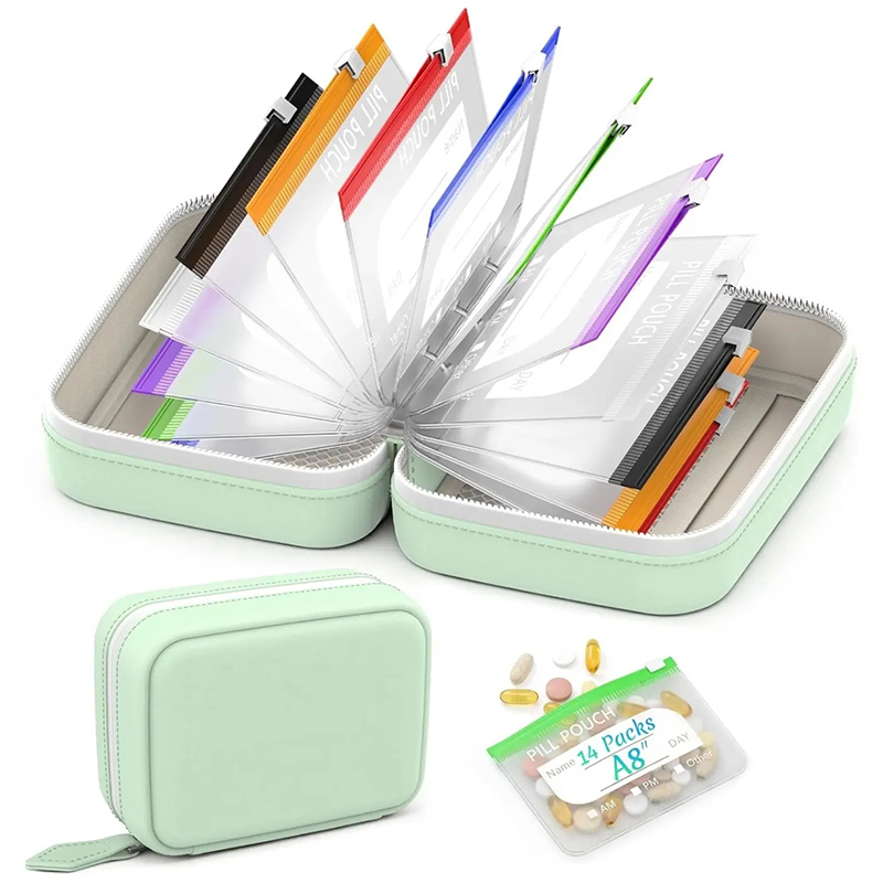 Reusable Bag - 7/14 Weekpilorganizer met kleurgecodeerde pilzakjes, waterdichte