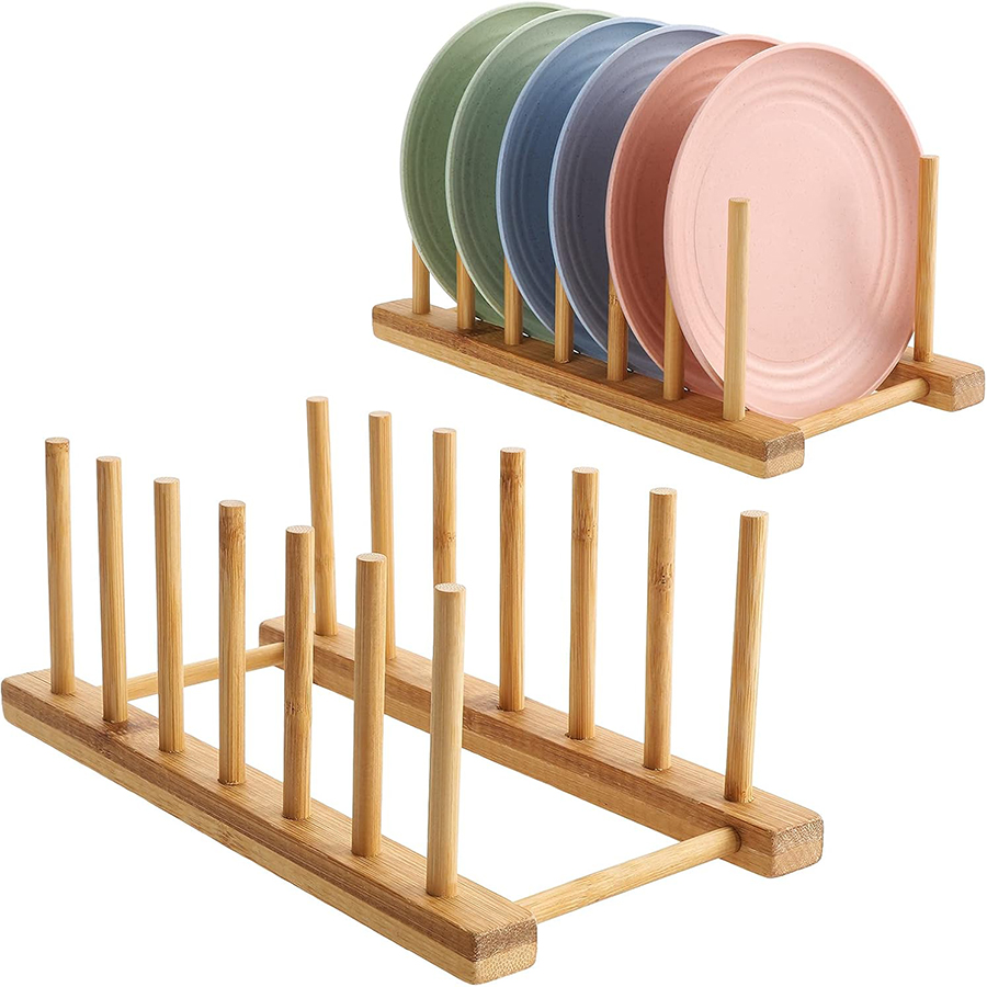 Bamboo Cutlery - 1 stuk/2 stuks bamboe afdruiprek, bordhouder,