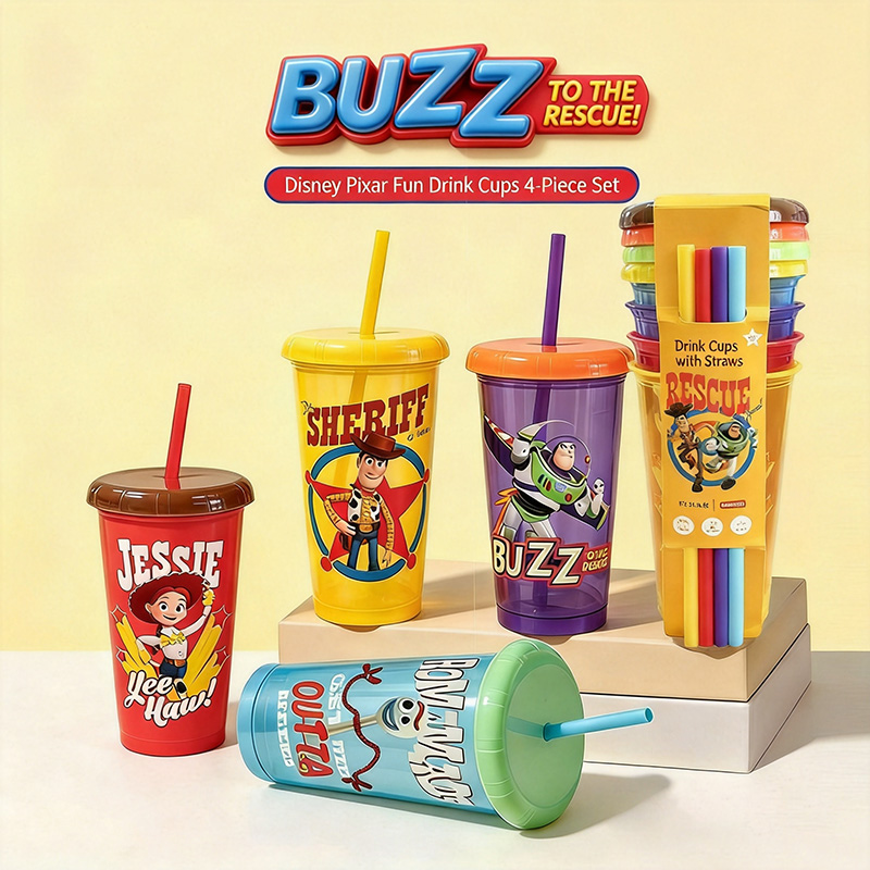 Reusable Straw - Toy Story 5 Plastic Drinkbekers 4-pack