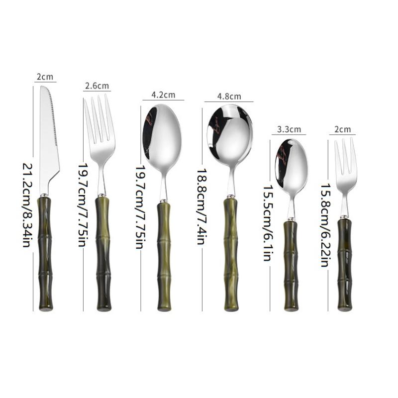 Bamboo Cutlery - Bamboe handvat acryl 304 roestvrijstalen bestek