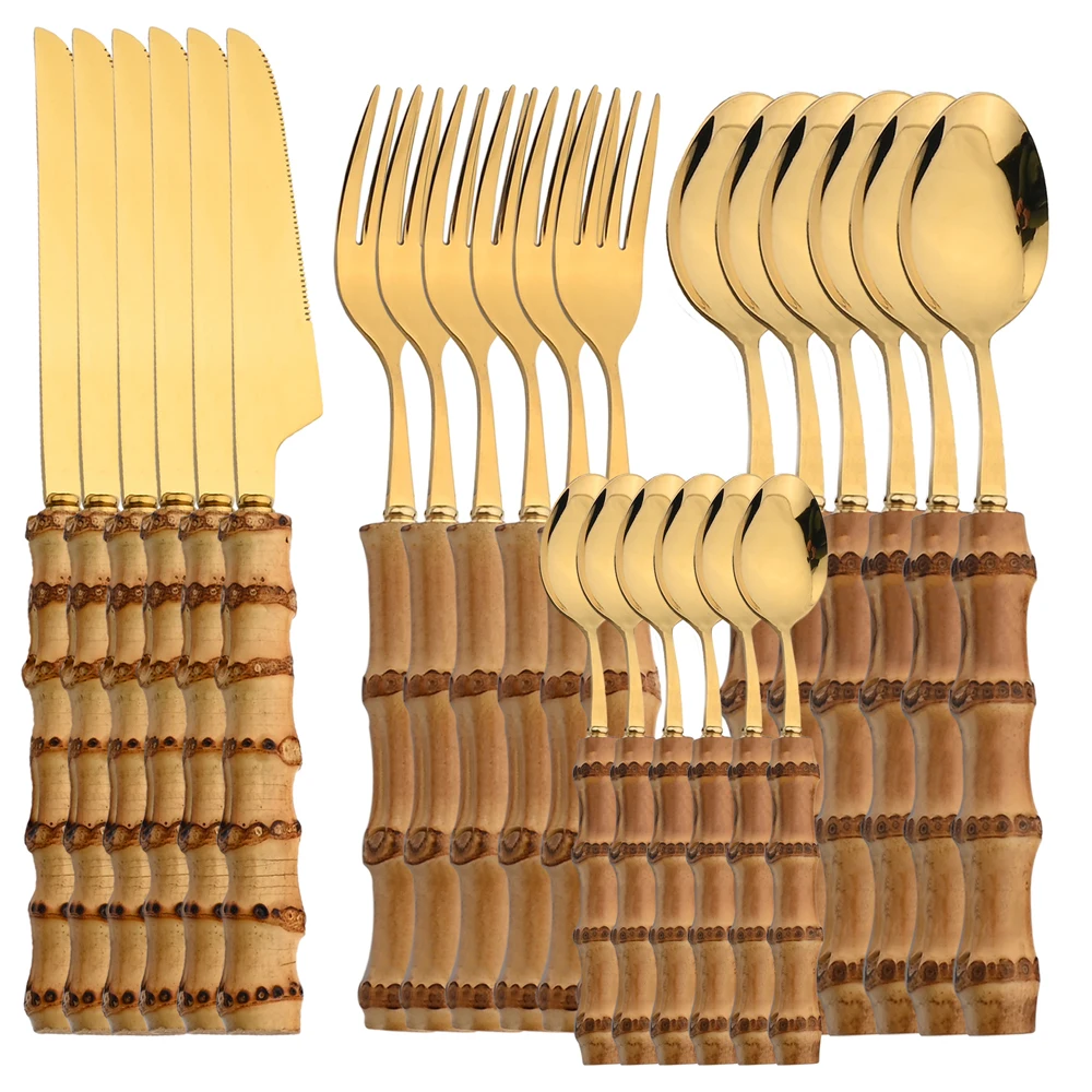 24 stuks roestvrijstalen beste - Bamboo Cutlery recensie en prijs